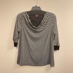 Vince Camuto silver & black cowl neck top